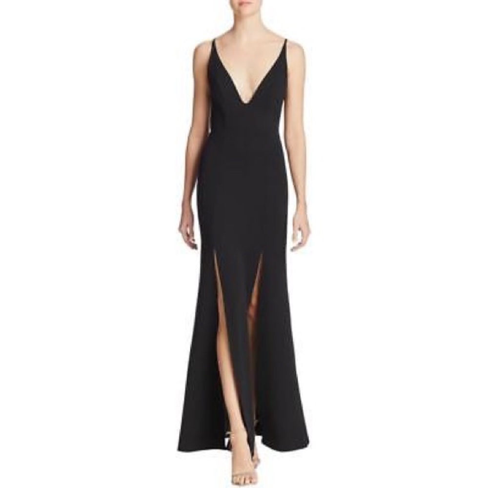 Formal black dress with slits and back cutouts